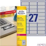 Etykiety znamionowe srebrne, A4, 8 ark./op., 63,5 x 29,6 mm, srebrne, poliestrowe, AVERY ZWECKFORM, L6011-8