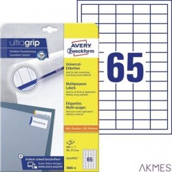 Trwałe etykiety uniwersalne, A4, 10 ark./op., 38 x 21,2 mm, białe, AVERY ZWECKFORM UltraGrip, 3666.10.01