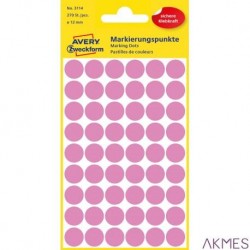 Kółka do zaznaczania kolorowe, 270 etyk./op., Q12 mm, różowe Avery Zweckform, 3114