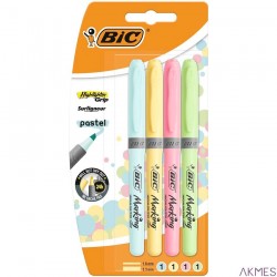 Zakreślacze BIC Highlighter Grip Pastel mix Blister 4szt, 964859