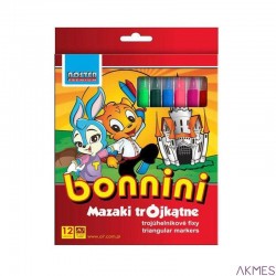 Flamastry 12kol.BONNINI trójkatne MAZ5 A7