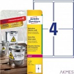 Etykiety Heavy Duty, A4, 8 ark./op., 99,1 x 139 mm, białe, poliestrowe, AVERY ZWECKFORM, L4774-8