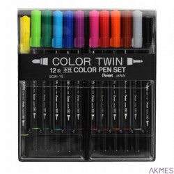 Pisaki dwustronne, 12 kolorów SCW-12 PENTEL
