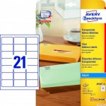 Etykiety adresowe J8560-25 63,5 x 38,1 25 ark. przezroczyste, Avery Zweckform