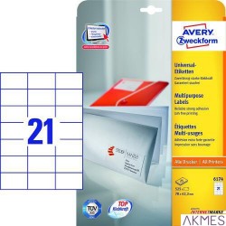 Trwałe etykiety uniwersalne, A4, 200 ark./op., 48,5 x 25,4 mm, białe, AVERY ZWECKFORM UltraGrip, 3657-200