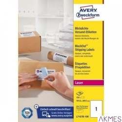 Etykiety wysyłkowe białe, A4, 100 ark./op., 199,6 x 289,1 mm, białe, AVERY ZWECKFORM BLOCKOUT, L7167B-100