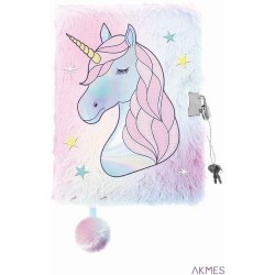 Pamiętnik z kłódką włochacz A5 96k. HOLO UNICORN St.Majewski