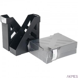 Pojemnik na dokumenty pionowyUltra, szer. 100 mm, z uchwytem,etykieta opis., 2 szt., czarny 324015/39503 Stamm