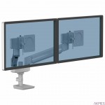 Ramię kompaktowe na 2 monitory TALLO (srebrne), FELLOWES, 8613201