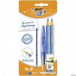 Długopis BIC Kids Niebieski dla uczniów niebieski + Wkład + Ołówki + Gumka Blister 1+1+2+1szt, 945761