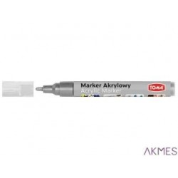 Marker akrylowy, fibrowa końcówka ścięta 2-5mm, srebrny TO-402 Toma