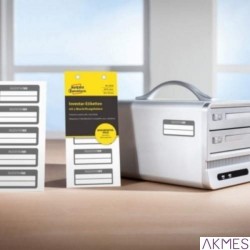 Tabliczki inwentaryzacyjne No Peel do opisu ręcznego, 50 szt., 50x20mm, czarne, 2 pola na tekst, AVERY ZWECKFORM, 6918