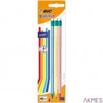 Ołówek z gumką BIC Evolution Stripes 646 HB Blister 3szt, 8902781