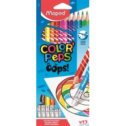 Kredki trójkątne ścieralne z gumką COLORPAPS OOPS 12 szt. 832812