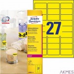 Etykiety neonowe, A4, 25 ark./op., Q63,6 mm, żółte neonowe, AVERY ZWECKFORM, L7670Y-25