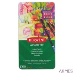 Kredki kolorowe Derwent Academy, w pudełku metalowym, 12 szt, 2301937