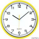 Zegar ścienny plastikowy 25,5 cm, żółty z białą tarczą MPM E01.2478.10.A