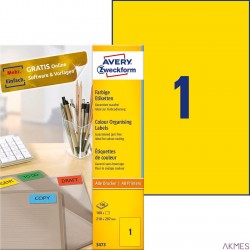 Etykiety żółte 3473 210 x 297 100 ark. trwałe Avery Zweckform