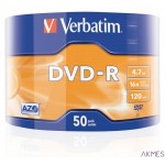 Płyta DVD-R VERBATIM (50) 4,7GB 16x Spindle Matt Silver Wrap 43788