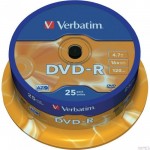 Płyta DVD-R VERBATIM CAKE(25) Matt Silver 4.7GB x16 43522