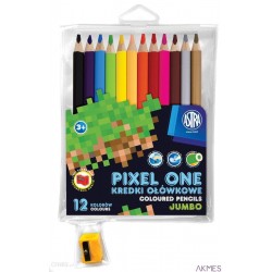 Kredki ołówkowe jumbo okrągłe Pixel One 12 kolorów + temperówka ASTRA, 312221005