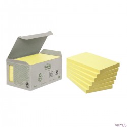 Ekologiczne karteczki samoprzylepne Post-it_ z certyfikatem PEFC Recycled, Żółte, 76x127mm, 16 bloczków po 100 karteczek
