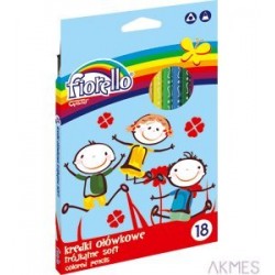 Kredki ołówkowe FIORELLO SUPER SOFT, 18 kolorów, trójkątne 170-2187