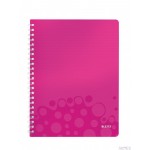 Kołonotatnik LEITZ WOW A4 80k PP kratka różowy 46380023