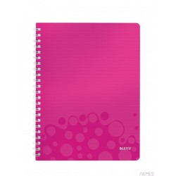 Kołonotatnik LEITZ WOW A4 80k PP kratka różowy 46380023