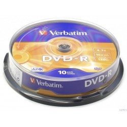 Płyta DVD-R VERBATIM CAKE(10) 4.7GB x16 Matt Silver 43523