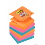 Bloczek samoprzylepny POST-IT Super sticky Z-Notes (R330-6SS-EG), 76x76mm, 6x90 kart., bangkok