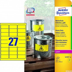 Etykiety Heavy Duty L6105-20 63,5 x 29,6 20 ark. żółte, poliestrowe, Avery Zweckform