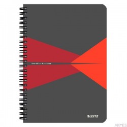 Kołonotatnik Office Card A5, w kratkę, czerwony 44580025 Leitz