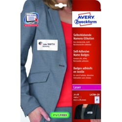 Samoprzylepne identyfikatory L4784-20 63,5x29,6 20 ark., białe, sztuczny jedwab, Avery Zweckform