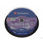 Płyta VERBATIM DVD+R DL cake box 10 8.5GB 8x Matt Silver