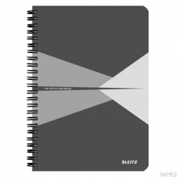 Kołonotatnik Office Card A5, w kratkę, szary 44580085 Leitz