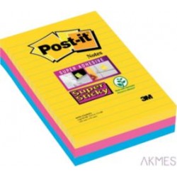 Karteczki samoprzylepne Post-it® Super Sticky w linie, paleta Rio de Janeiro, 101x152mm , 3x90 kartek 70005271971