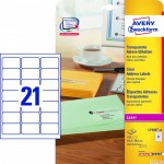 Etykiety adresowe przezroczyste A4, opakowanie 25 ark. 63,5 x 38,1 mm, L7560-25 Avery Zweckform