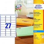 Etykiety AVERY ZWECKFORM adresowe przezroczyste A4, 25 ark./op., 63,5 x 29,6 mm, przezroczyste