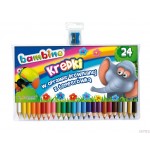 Kredki BAMBINO w drewnie 24 kolorów dł. 15cm+temperówka St.Majewski