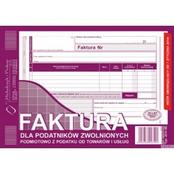203-3E Faktura dla podatników zwolnionych z VAT A5 (o+1k) MICHALCZYK