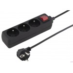 Listwa przep.TITANIUM TL137 3g.3m czarna UW uziemienie + włącznik