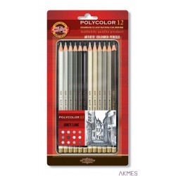 Kredki POLYCOLOR 12szt szarości 3822/GR Koh i Noor