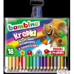 Kredki BAMBINO w opr.drew. trójkątnej 18 kol dł. 15 cm + temperówka 3233