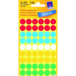 Kółka do zaznaczania mix kolorów 3088 Q12 a ark Avery Zweckform