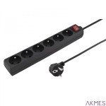 Listwa przep.TITANIUM TL140 6g.3m czarna UW uziemienie + włącznik