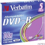 Płyta DVD-R VERBATIM SLIM 4.7GB x16 43557