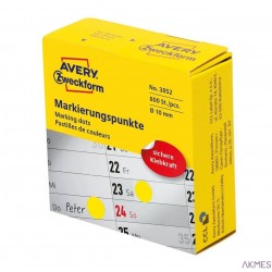 Kółka w dyspenserze trwałe 800szt. _10mm żółte 3852 AVERY ZWECKFORM