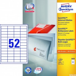 Trwałe etykiety uniwersalne 3650 48 x 21 100ark. Avery Zweckform