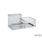 Przybornik na biurko DATURA siatka srebrny 205x103x98mm